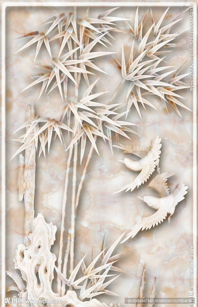 花鸟山水大理石玄关