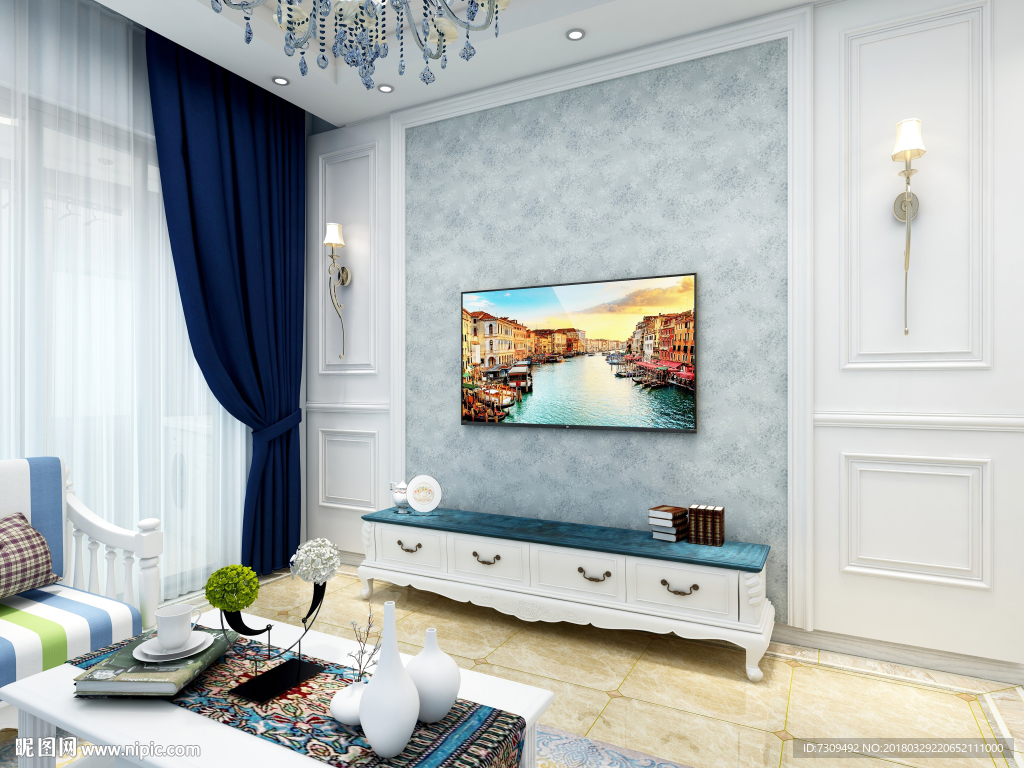 北欧清新客厅电视背景墙效果