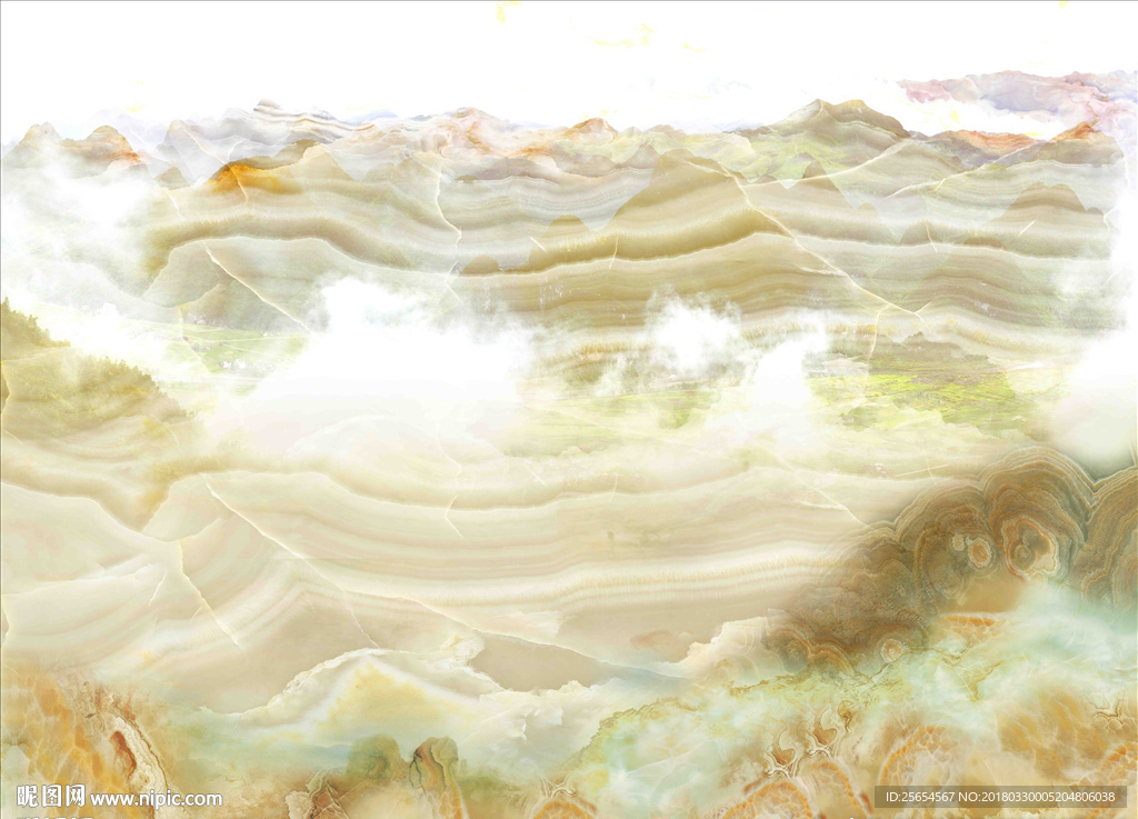 大理石纹理山水画电视背景墙