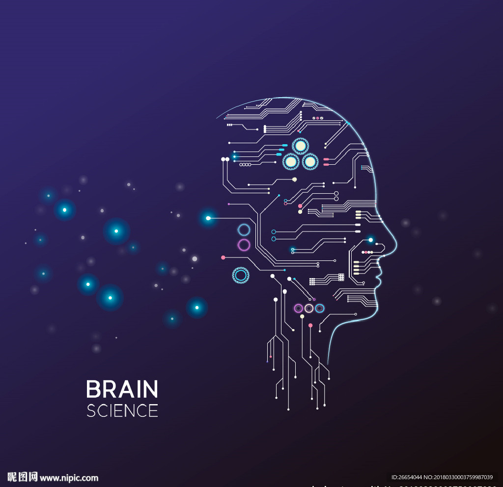 大脑科技神经人工智能概念元素图