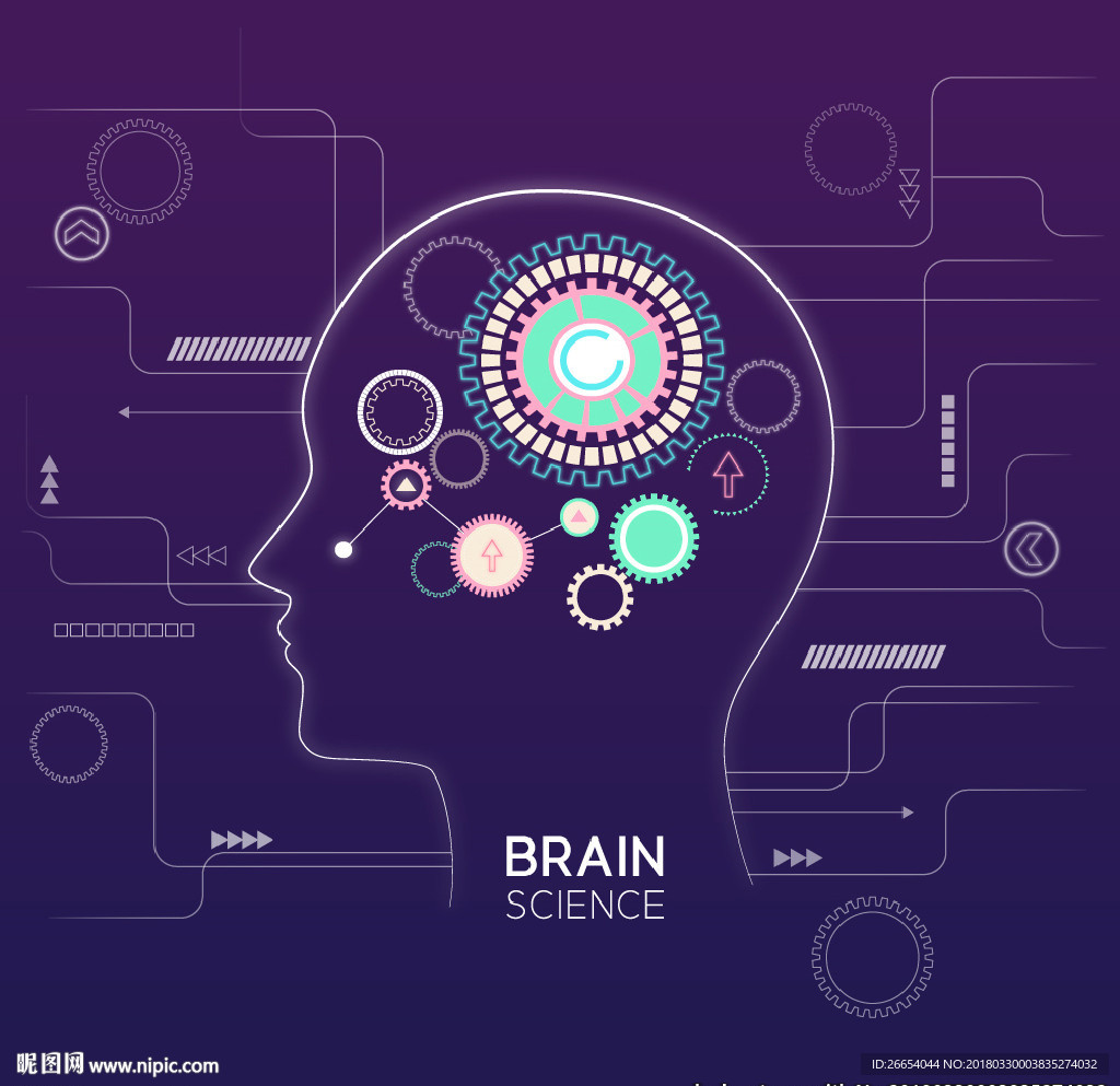 大脑科技神经人工智能概念元素图