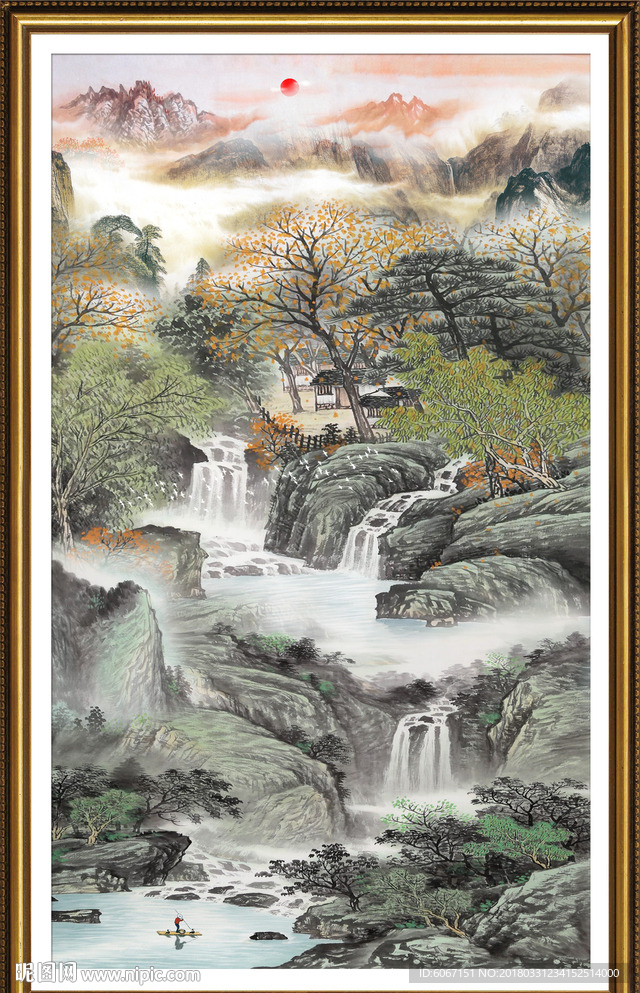 竖幅山水画