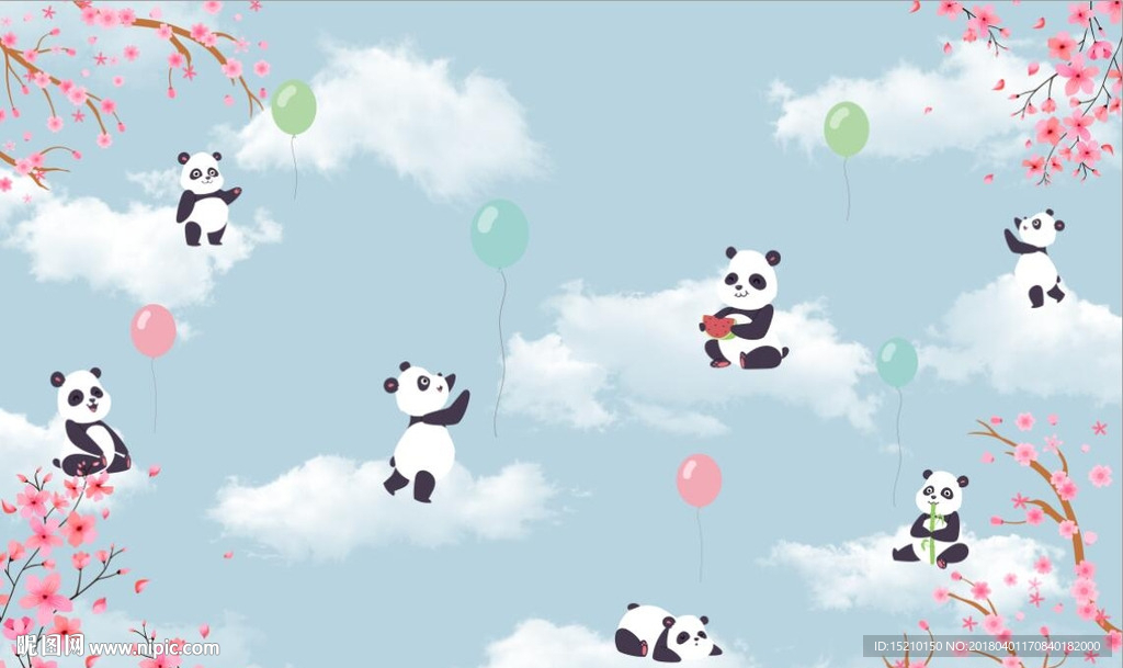 蓝天白云梅花图
