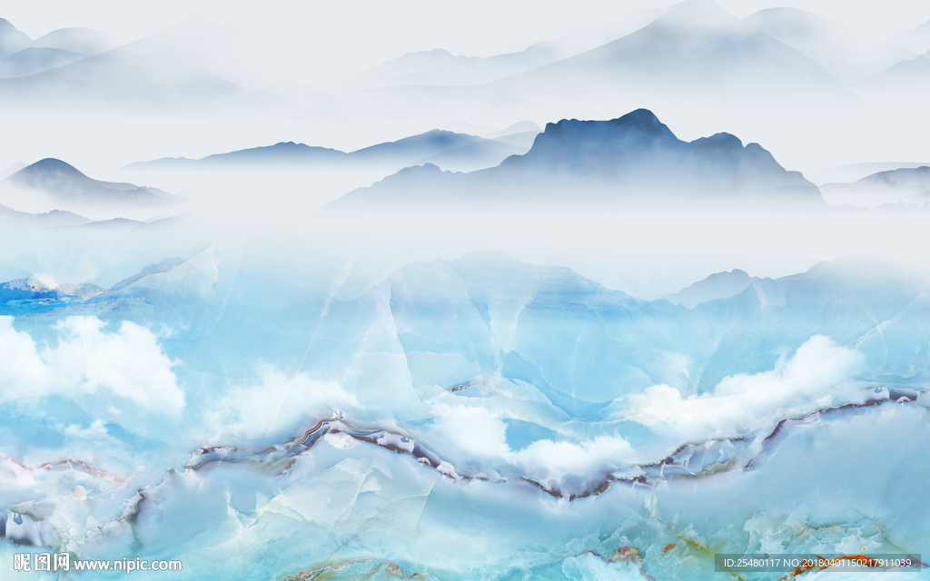 简约蓝色大理石纹