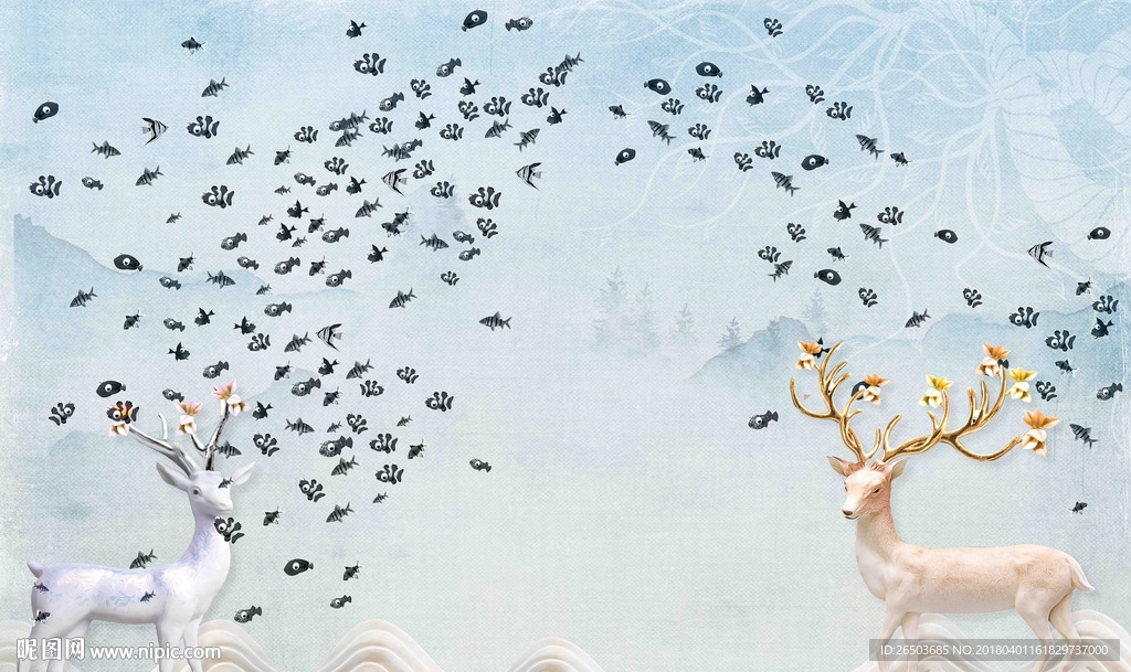 抽象蓝色背景墙