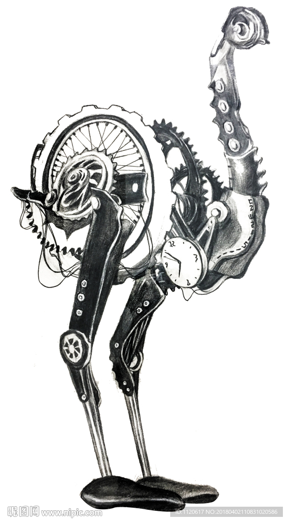 素描骆驼时间钟