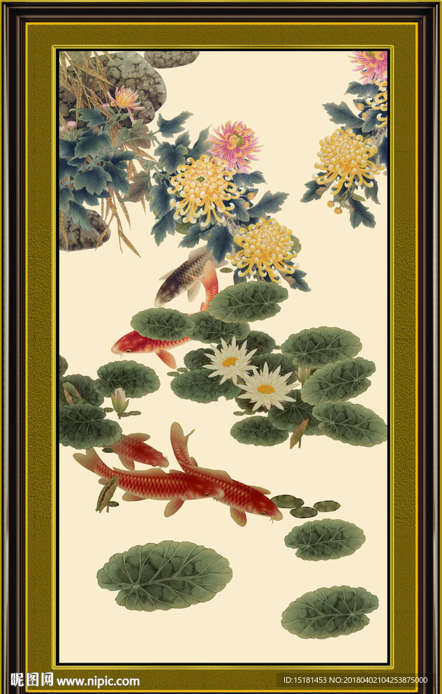 荷花鲤鱼图