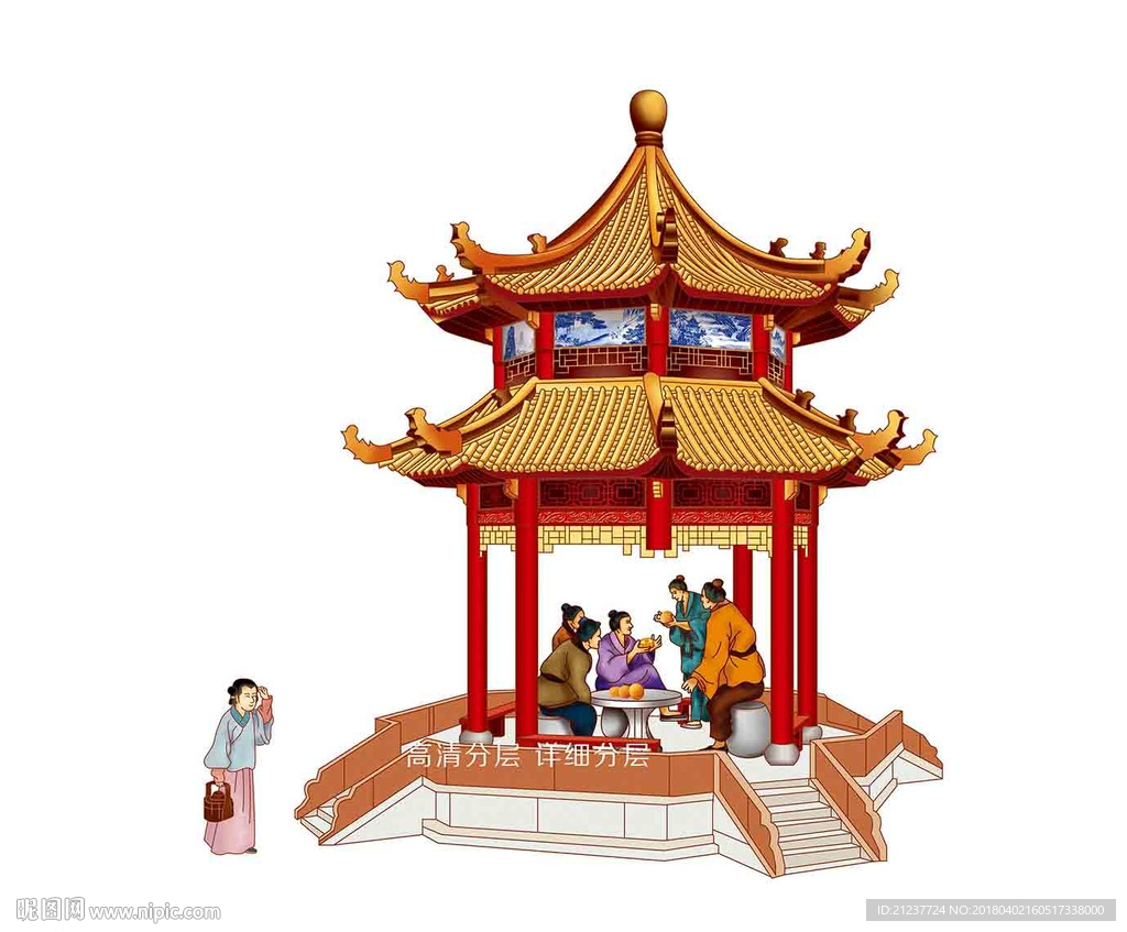 带亭子 月饼素材
