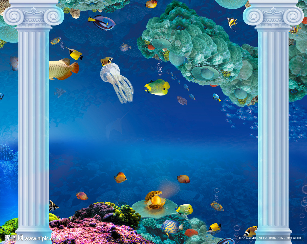 3d背景墙海洋世纪