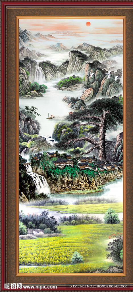 旭日东升竖幅