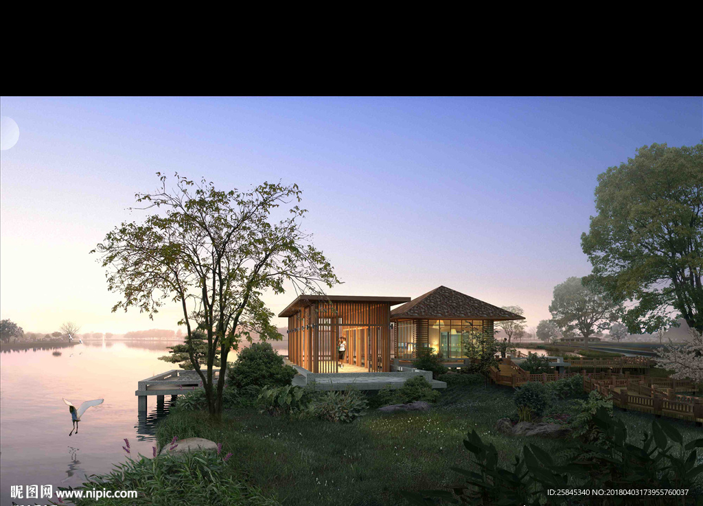 清晨看水平台景观图