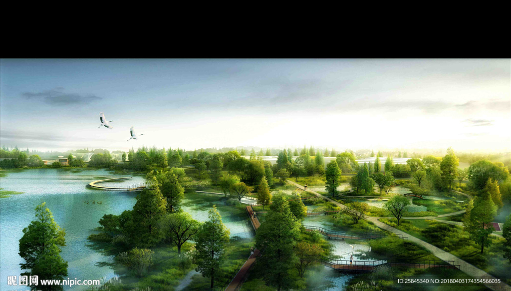 河道水景湿地景观图