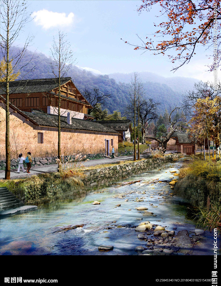 农村河道石头景观图