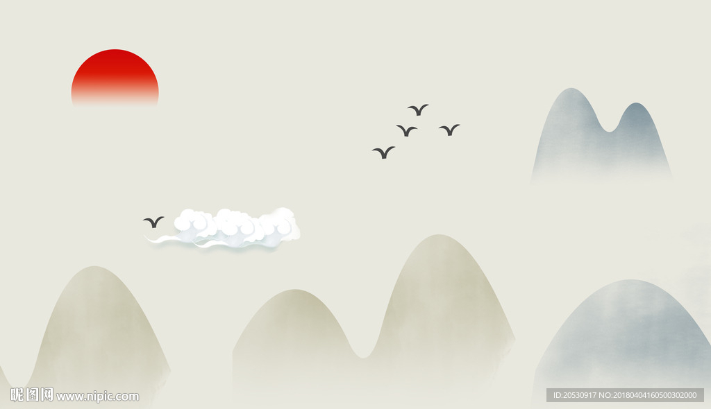 中国风元素夕阳