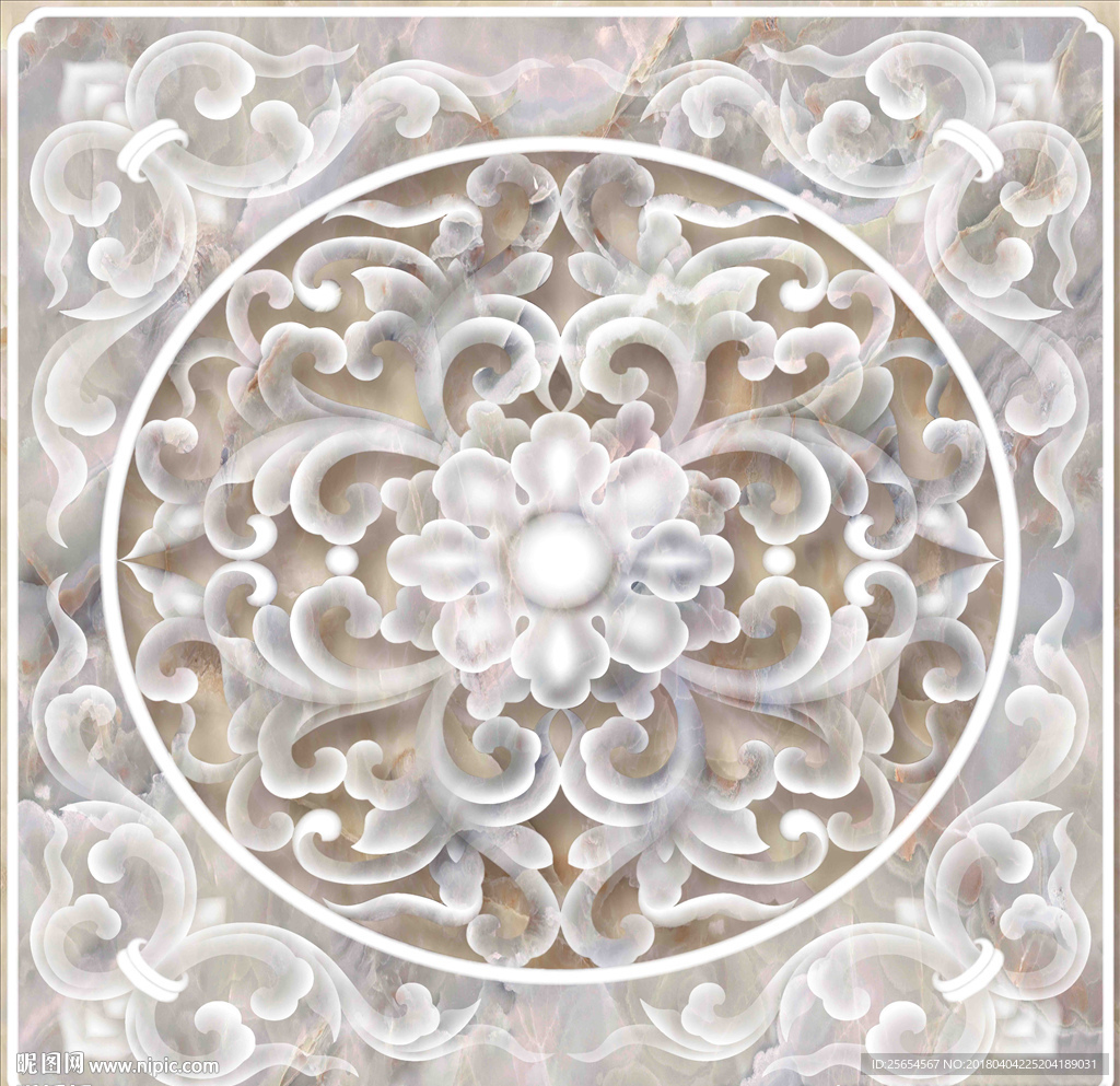 花纹浮雕大理石天顶地砖