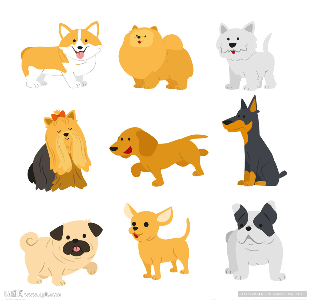 各种可爱的矢量狗狗小狗