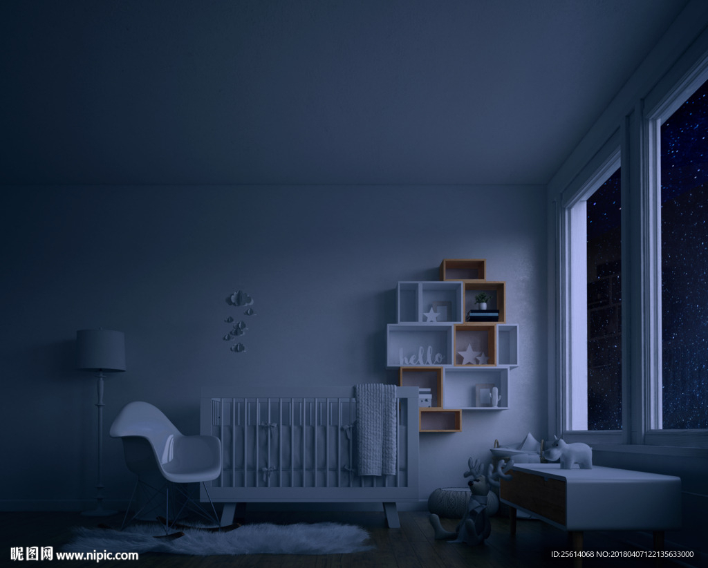 儿童房黑夜背景装饰