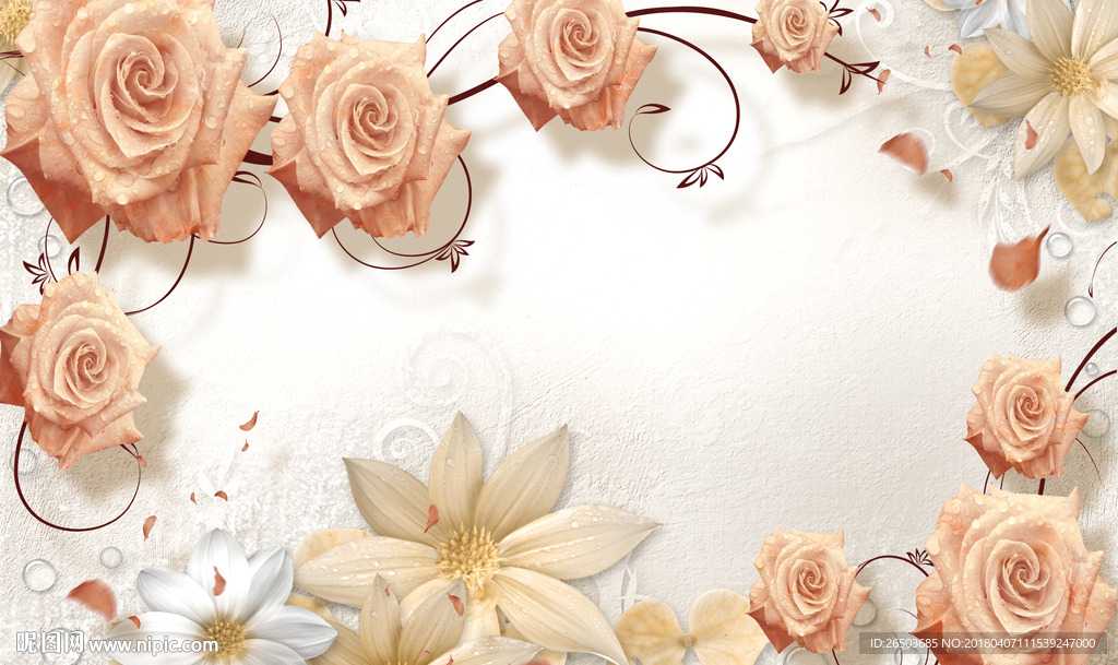 黄色玫瑰背景墙