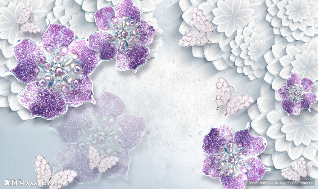 紫色钻石高档背景墙