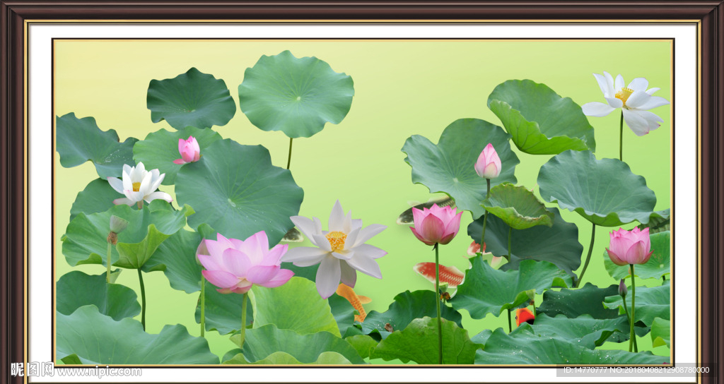 荷花壁画
