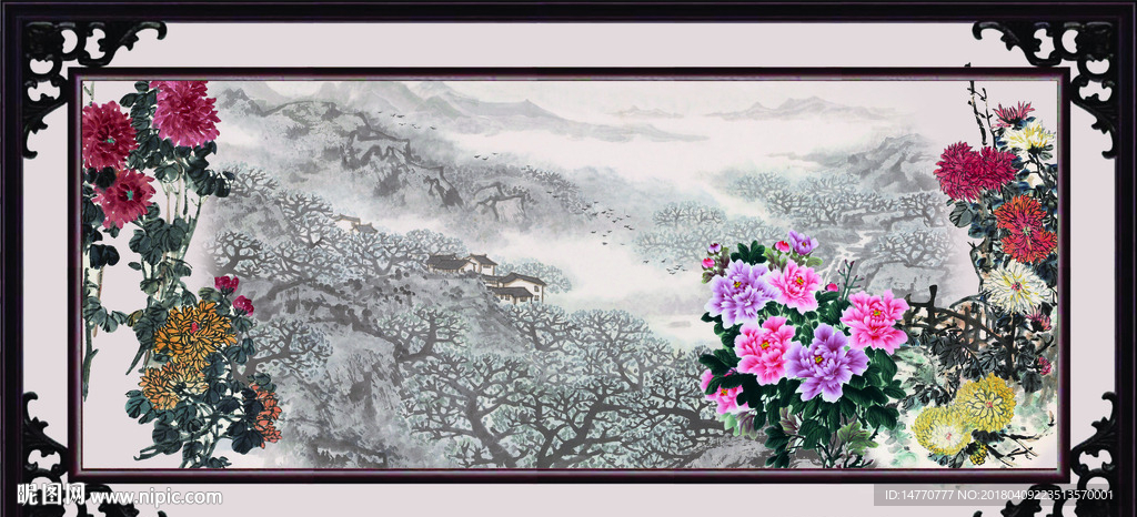 国画风景牡丹