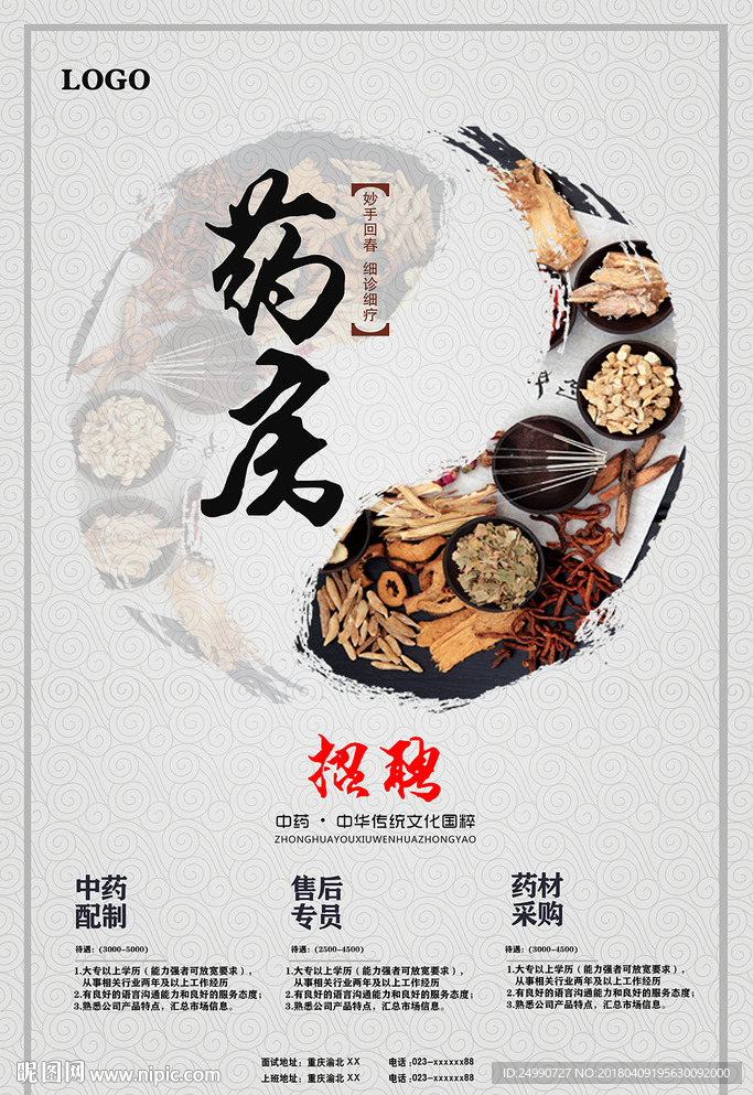 中药中医招聘海报