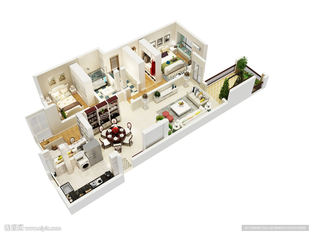 田园风格装修户型效果图