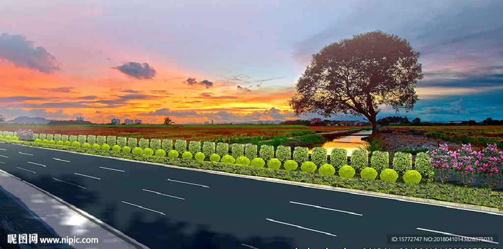 高速公路绿化效果图