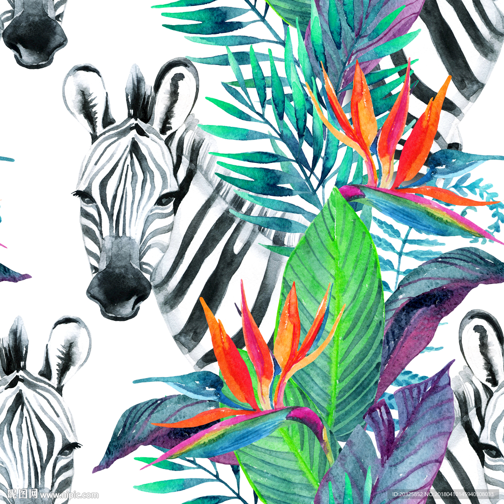 动植物组合画彩色图片