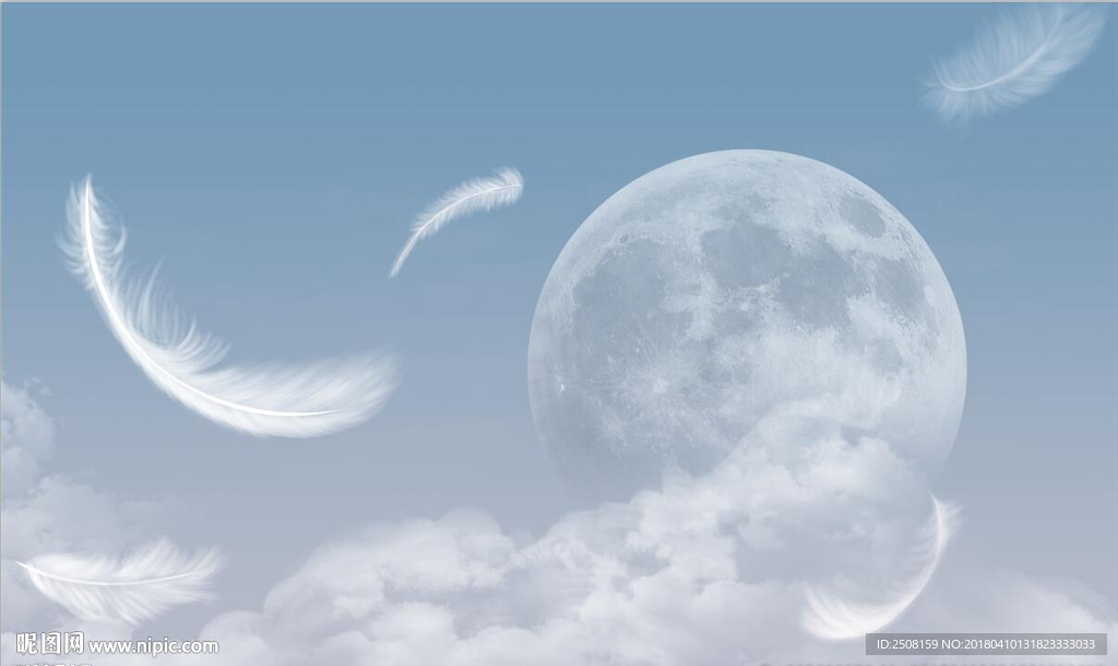 月亮羽毛背景墙