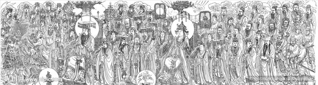 永乐宫 三清殿全图 白描 东壁