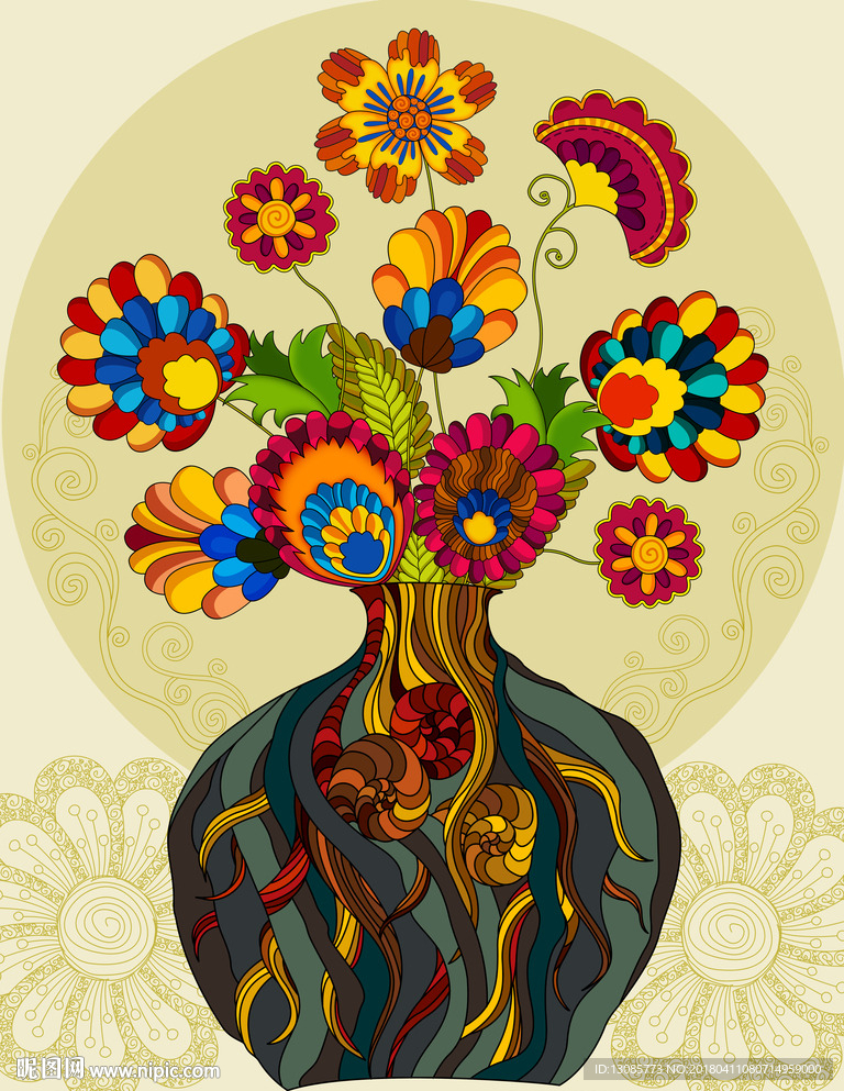 儿童插画花瓶