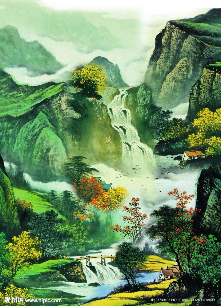 山水国画玄关