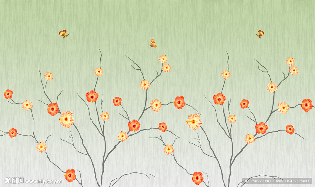 清新田园花背景墙