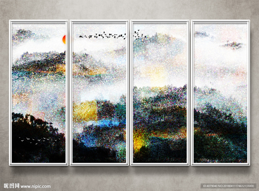 新中式水墨山水抽象山水画