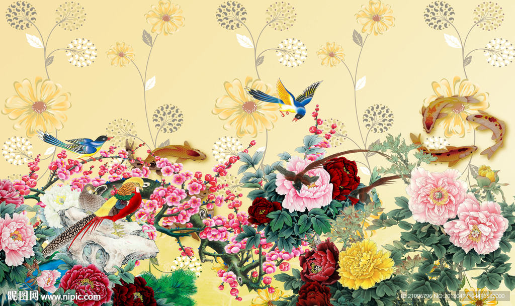 花鸟背景墙