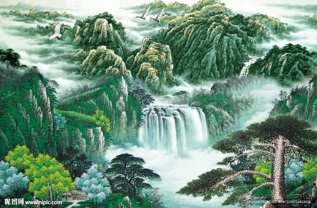 国画山水背景墙