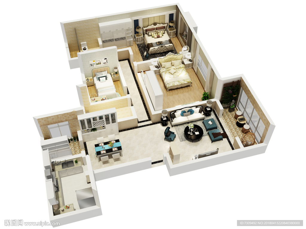 欧式装修户型布局效果图