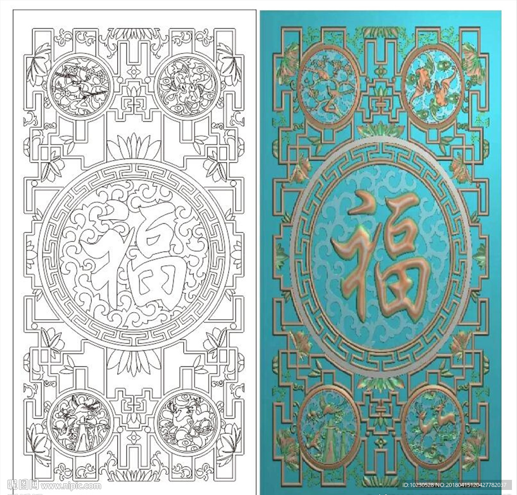 中式窗花福