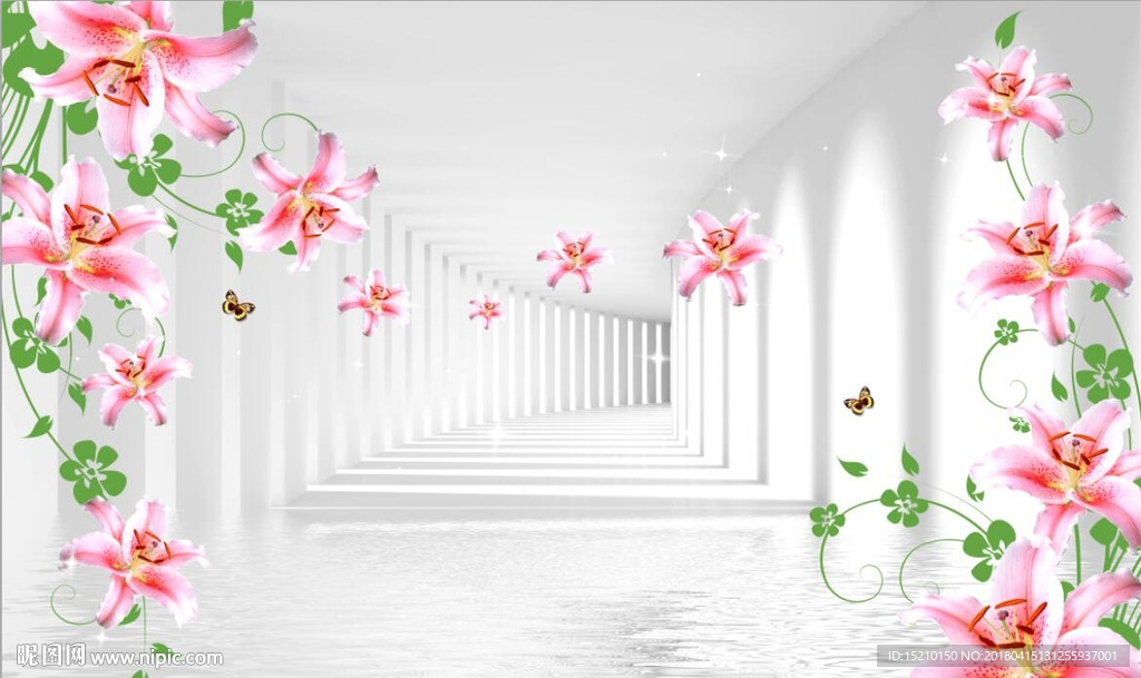 3D空间百合花