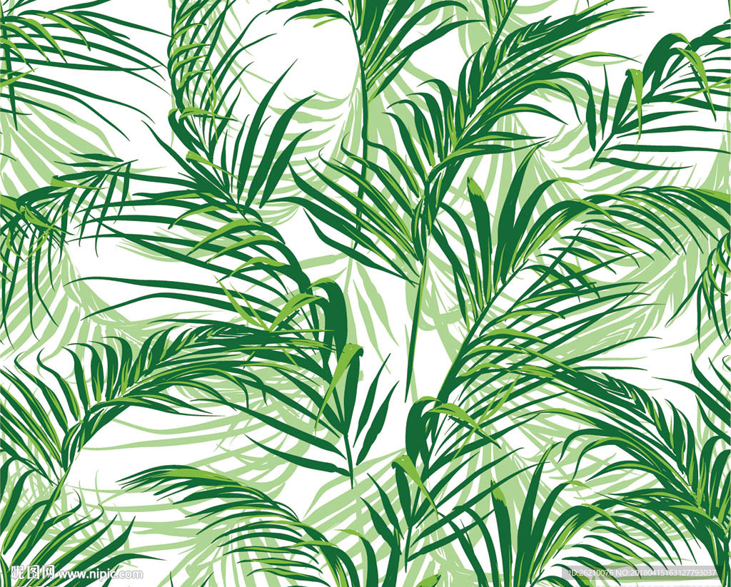热带植物矢量图案无缝墙纸