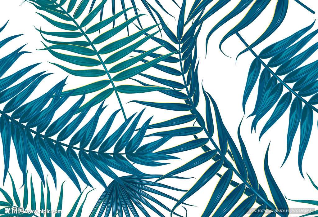 热带植物树叶图案无缝墙纸