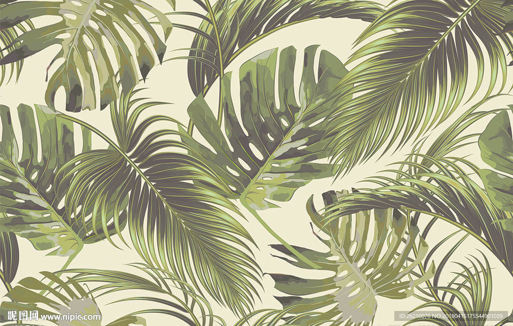 热带植物无缝图案墙纸
