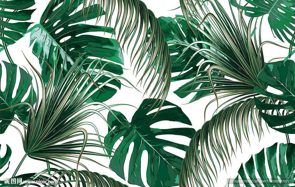热带植物矢量无缝图案墙纸
