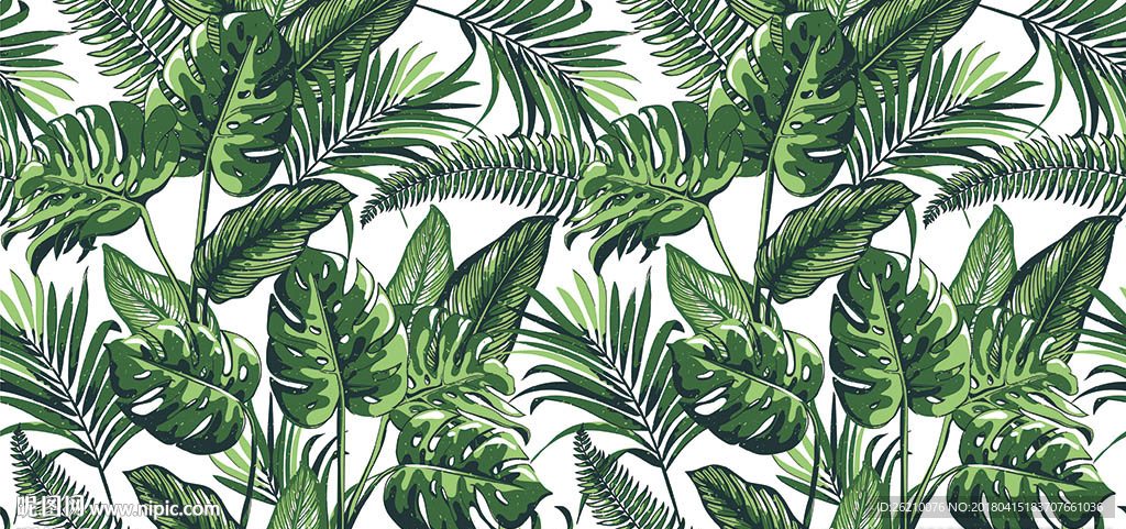 热带植物矢量背景墙