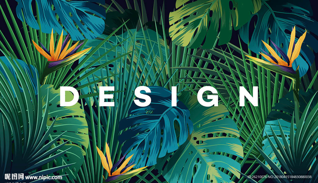 热带植物矢量背景墙