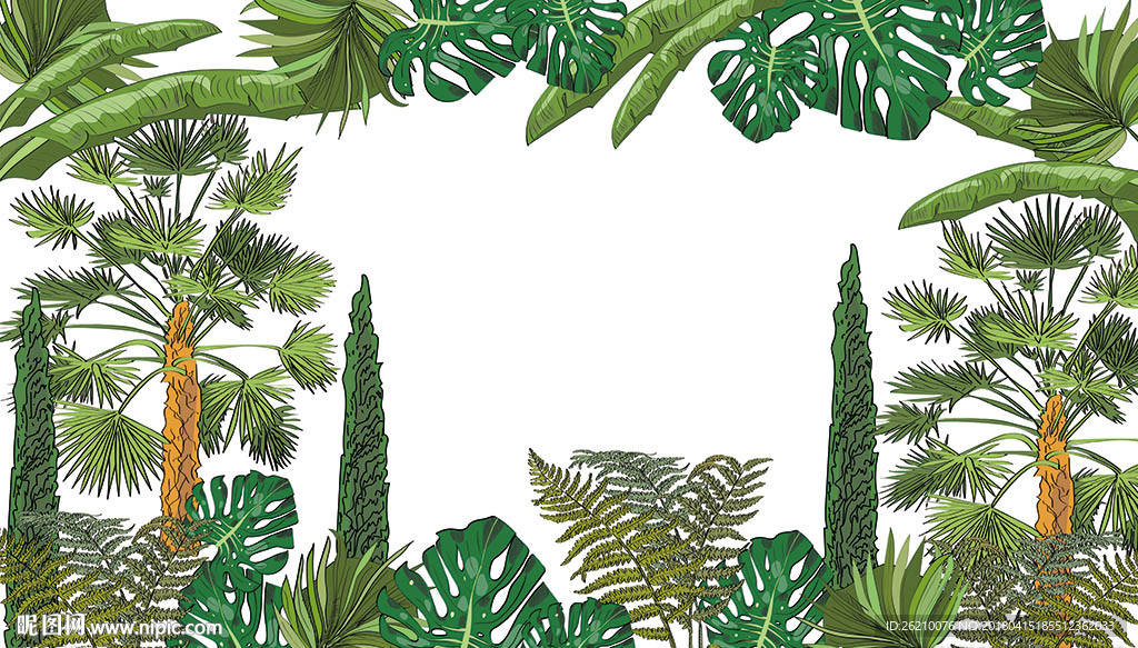 热带丛林植物时尚背景墙