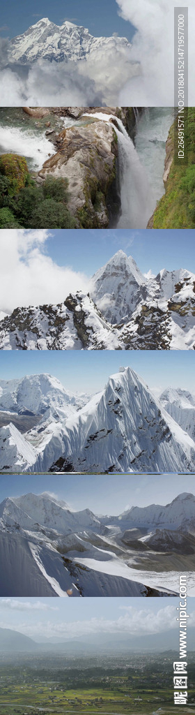 高清航拍喜马拉雅山雪山风景