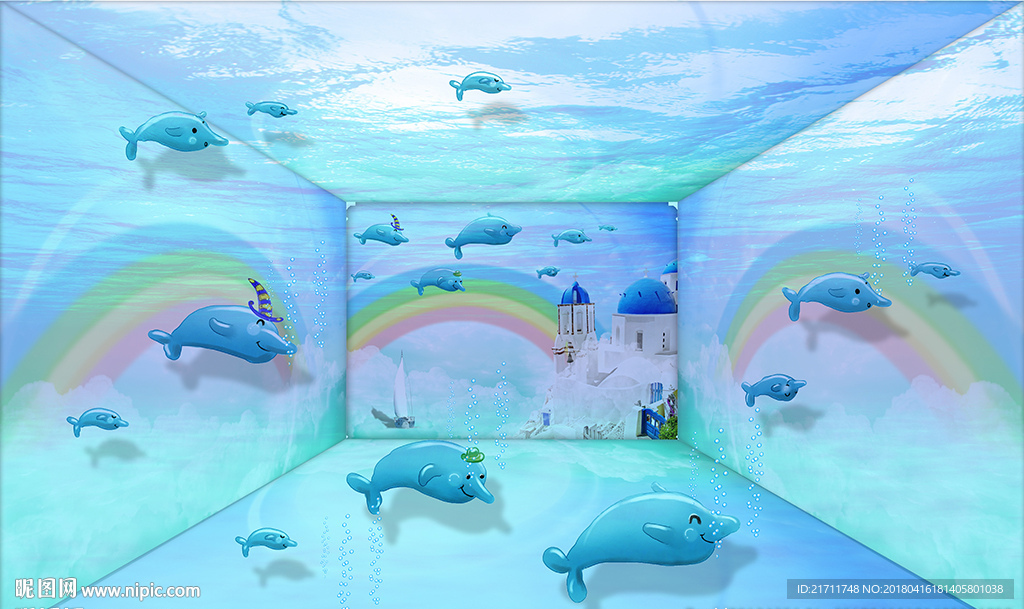 3D卡通海底世界电视背景墙