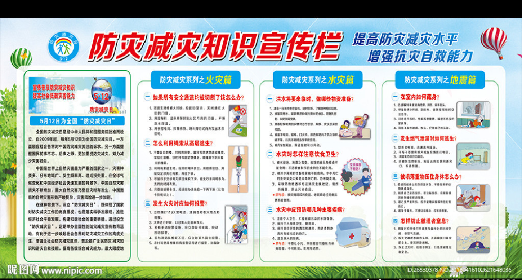 防灾减灾宣传栏展板